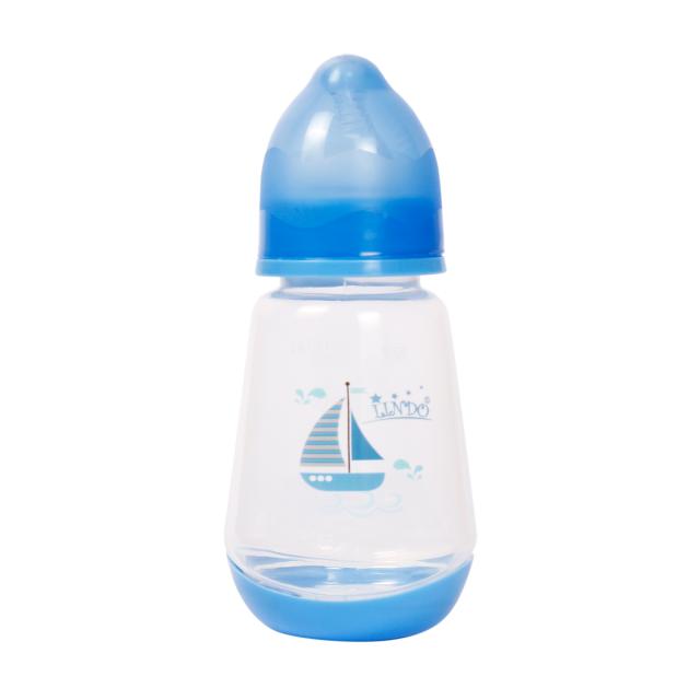 foto пляшечка для годування lindo від 0 місяців, із силіконовою соскою, блакитна, 150 мл (li 115)