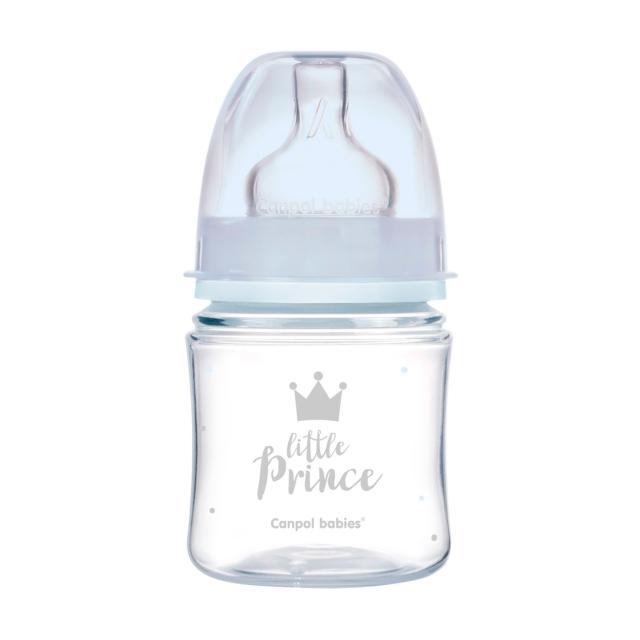 foto антиколькова пляшечка для годування canpol babies pp easystart royal baby, з широким отвором, синя, 0+ місяців, 120 мл (35/233_blu)