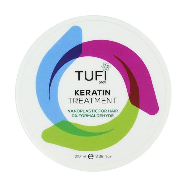 foto кератин-нанопластика tufi profi keratin treatment nanoplastic for hair 0% formaldehyde (не для блонду), 100 мл