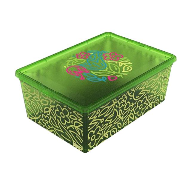 foto контейнер для зберігання з кришкою qutu light box flouresent green 14*26*37 см, 10 л