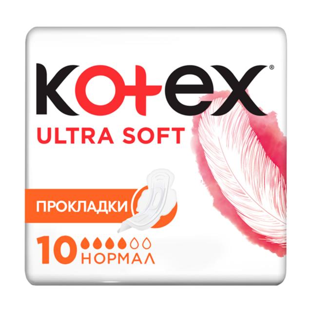 foto гігієнічні прокладки для критичних днів kotex ultra soft normal, 10 шт
