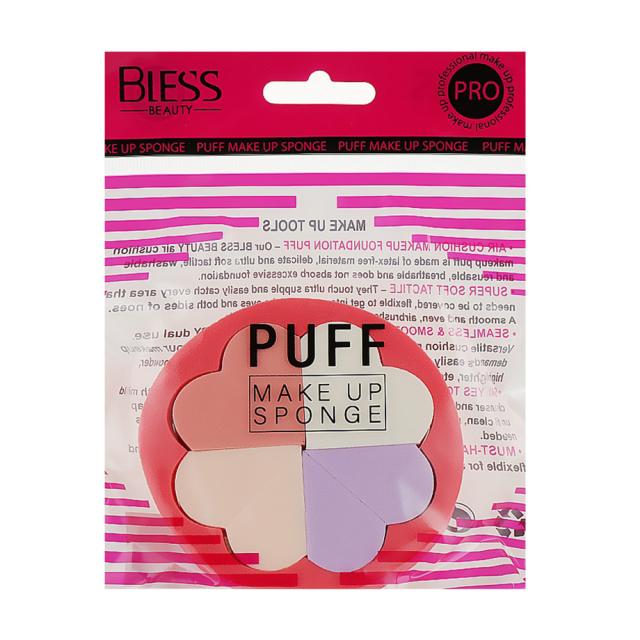 foto набір спонжів для макіяжу bless beauty puff make up sponge 8 в 1, сердечко, 8 шт