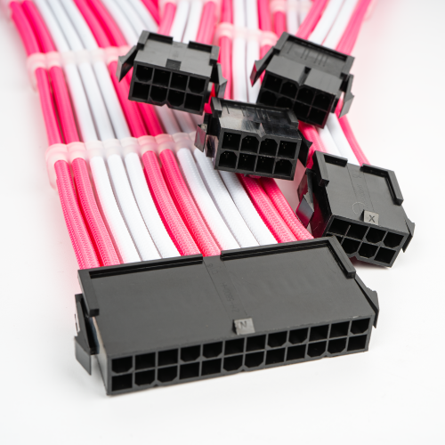 foto набір кастомних кабелів живлення evolve custom psu cable kit 0.3m (ev-psumf-03whp) white/pink
