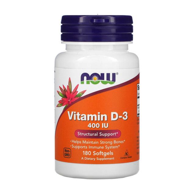 foto харчова добавка вітаміни в капсулах now foods vitamin d-3 400 iu, 180 шт