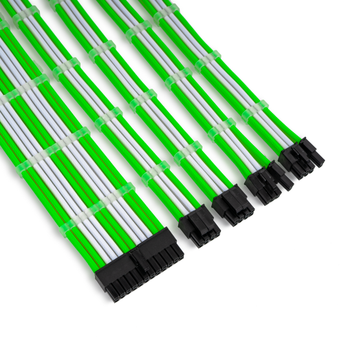foto набір кастомних кабелів живлення evolve custom psu cable kit 0.3m (ev-psumf-03gw) green/white
