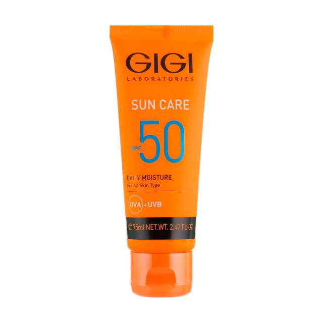 foto захисний зволожувальний крем gigi sun care daily moist active anti-age spf 50 для всіх типів шкіри обличчя, 75 мл