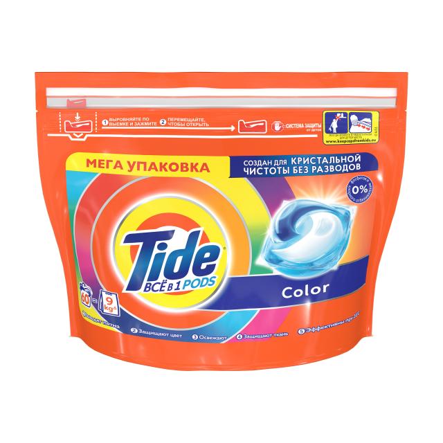 foto капсули для прання tide все в 1 pods color, 60 циклів прання, 60 шт