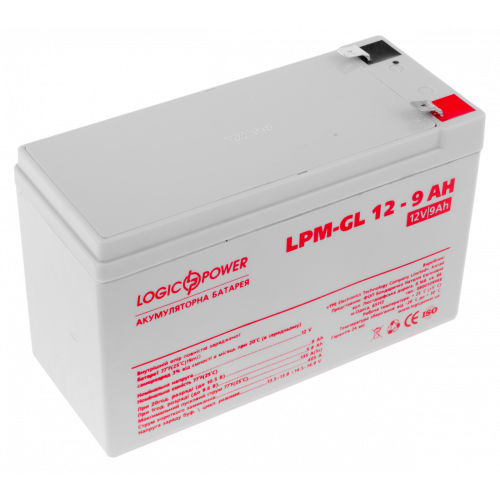 foto акумуляторна батарея logicpower 12v 9 ah lpm-gl (lp6563)