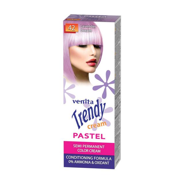 foto відтінкова крем-фарба для волосся venita trendy semi permanent color cream 42 ніжно-лавандовий, 105 мл