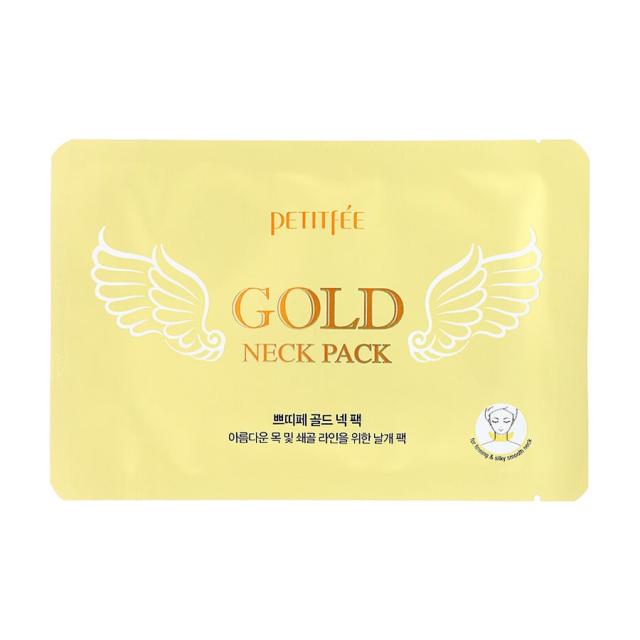 foto гідрогелева маска для шиї petitfee & koelf hydrogel angel wings gold neck pack з плацентою, 10 г