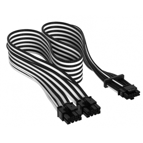 foto кабель-перехідник corsair premium individually sleeved 12+4pin pcie gen 5 12vhpwr 600w type 4 (cp-8920333) white/black