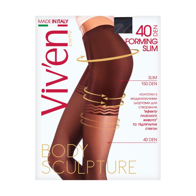 foto колготки жіночі viv'en petty forming slim body sculpture з моделювальними шортиками, 40 den, натурель, розмір 2