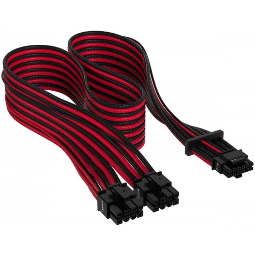 foto кабель-перехідник corsair premium individually sleeved 12+4pin pcie gen 5 12vhpwr 600w type 4 (cp-8920334) red/black