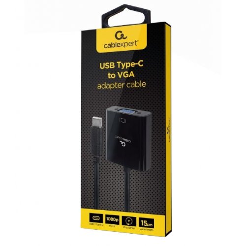 foto адаптер cablexpert usb type-c - vga m/f 0.15m (a-cm-vgaf-01) black