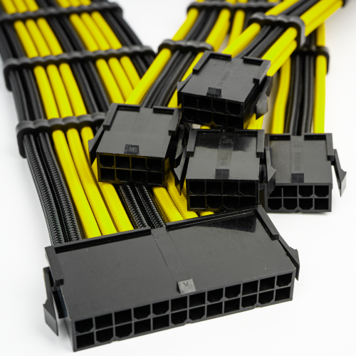 foto набір кастомних кабелів живлення evolve custom psu cable kit 0.3m (ev-psumf-03bky) black/yellow