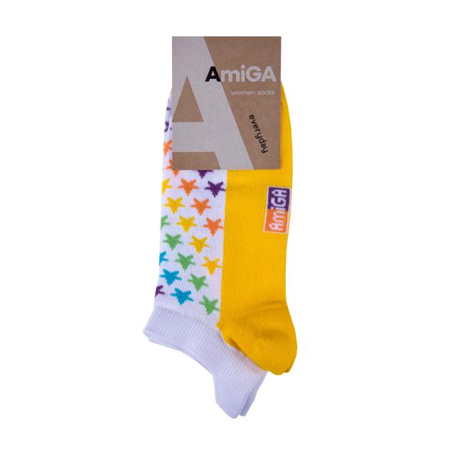 foto шкарпетки жіночі amiga укорочені, зірочки жовті, розмір 23-25