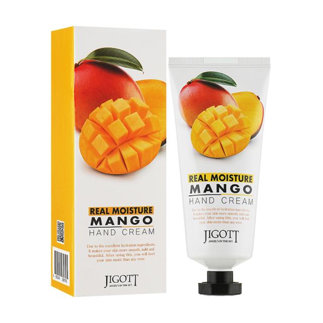 foto крем для рук jigott real moisture mango hand cream з екстрактом манго, 100 мл