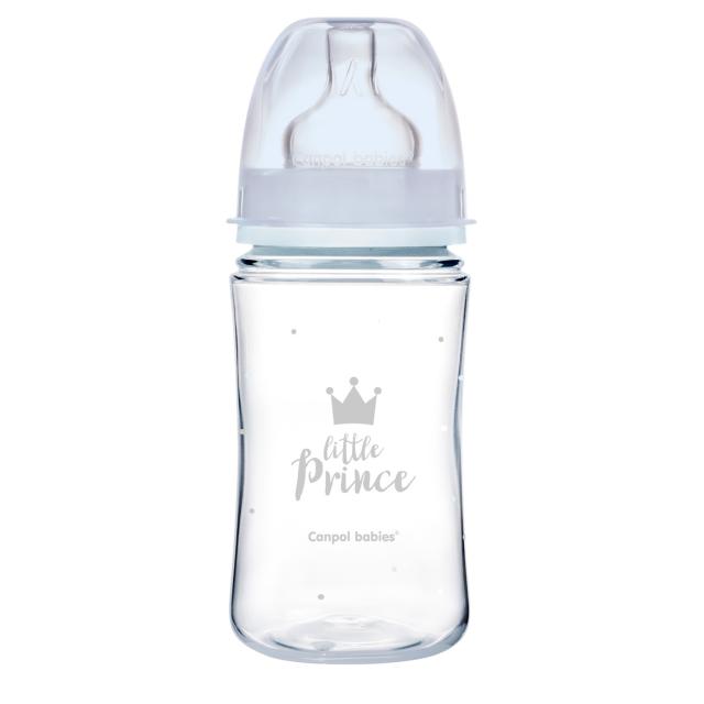 foto антиколькова пляшечка для годування canpol babies pp easystart royal baby, з широким отвором, синя, 3+ місяців, 240 мл (35/234_blu)