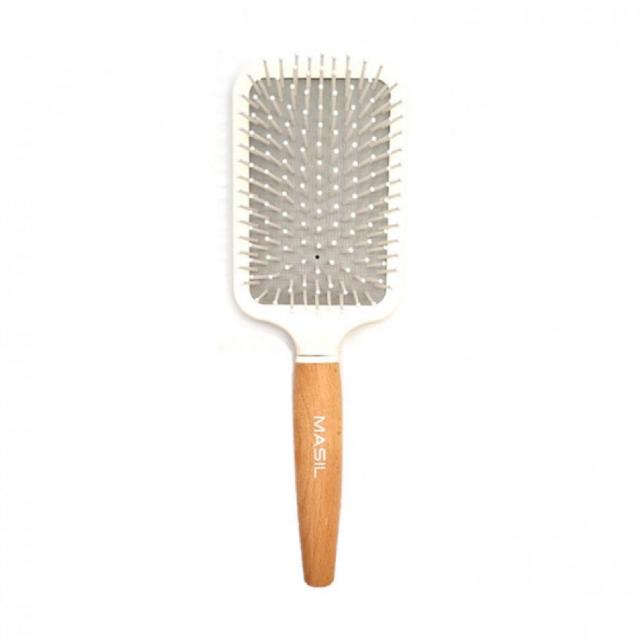 foto антистатична щітка для волосся masil wooden paddle brush