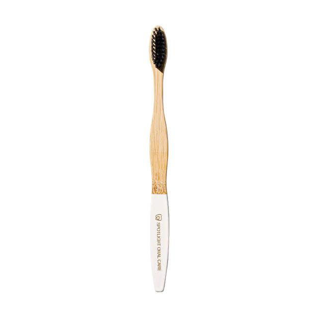 foto бамбукова зубна щітка spotlight oral care bamboo toothbrush біла, 1 шт