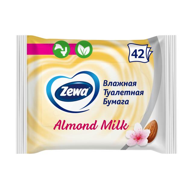 foto вологий туалетний папір zewa з ароматом мигдалевого молочка, 1-шаровий, 42 шт